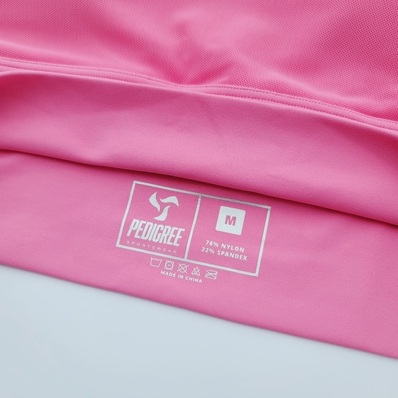 Pedigree Double Layered Mesh Crop Tee with Sports Bra Liner | Pink - Picture 3 of 10